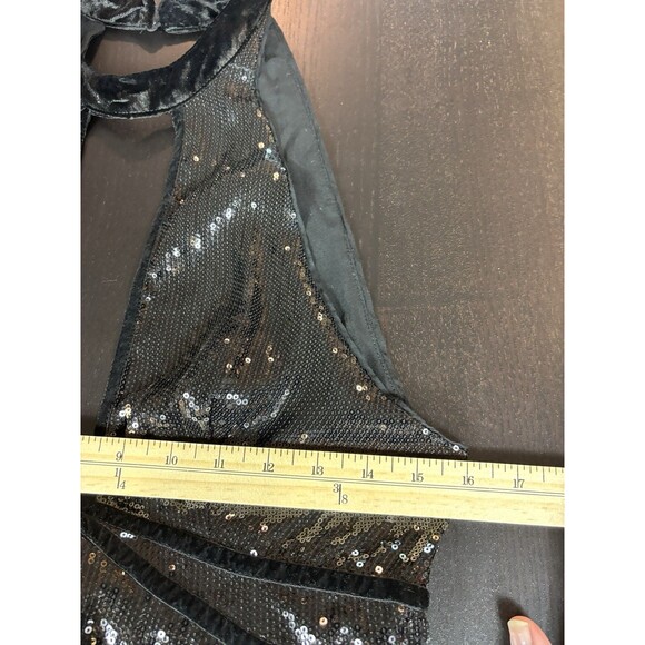 Free People Film Noir Sequin Mini Dress Black Size 10 Backless Cut Out Plunge - Picture 6 of 10